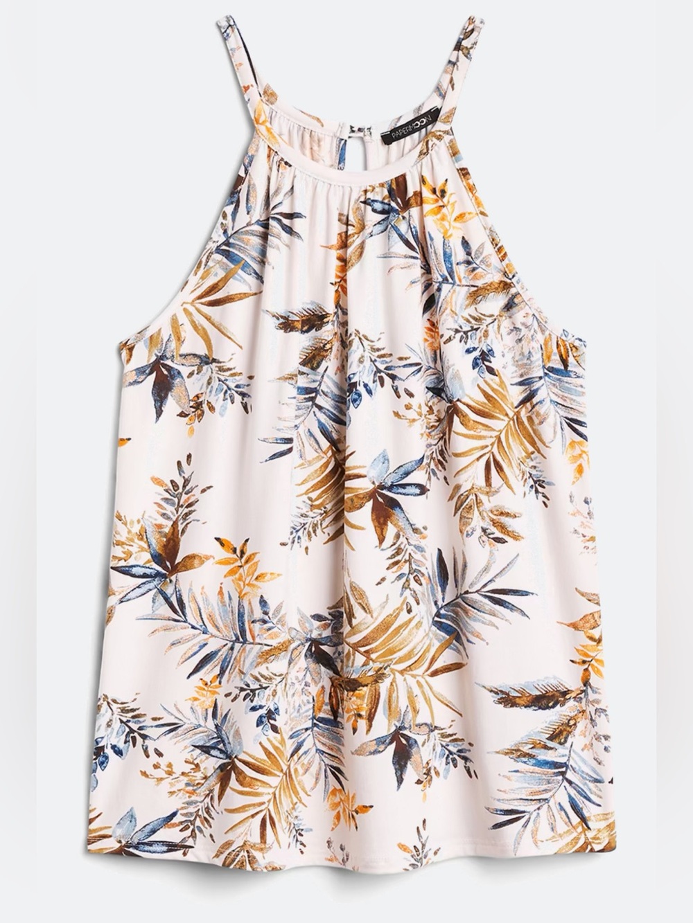 Sleeveless Floral Summer tank in Cream and Brown